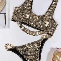 Poolside Essentials Jessica Bara Lexis Snakeskin Chain Bikini Set