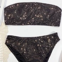 Poolside Essentials Jessica Bara Rae Rhinestone High Waisted Bikini Set