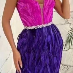 Jessica Bara Lupe Strapless Feather Mini Dress Influencer Style