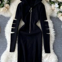 Jessica Bara Kyrie Cut Out Hoodie Midi Dress Reve Doll Essentials