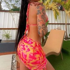 Jessica Bara Palmer Printed Bikini Top And Skirt Two Piece Set