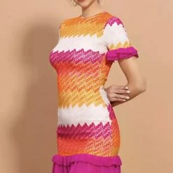 Influencer Style Jessica Bara Aura Striped Mini Dress With Matching Headband