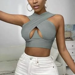 Jessica Bara Indigo Criss Cross Crop Top