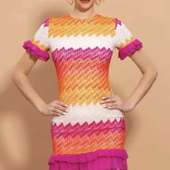 Influencer Style Jessica Bara Aura Striped Mini Dress With Matching Headband