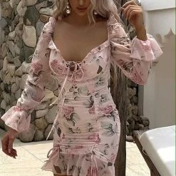 Jessica Bara Jayce Long Sleeve Floral Mini Dress Summer Lovin'