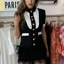 Jessica Bara Nicki Tweed Feather Dress