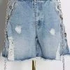 Summer Lovin' Jessica Bara Adecyn High Waisted Distressed Chain Shorts