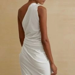 Jessica Bara Shivani One Shoulder Leg Slit Maxi Dress