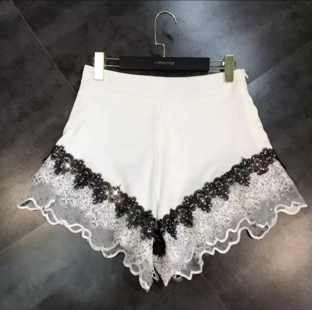 Jessica Bara Daisie Lace Rhinestone Shorts