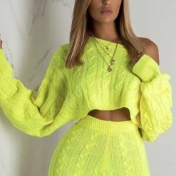 Jessica Bara Autumn Cable Knit Top And Shorts Two Piece Set Reve Doll Essentials