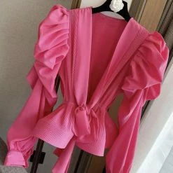 Jessica Bara Esma Puff Sleeve Belted Wrap Top Reve Doll Essentials