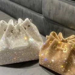 Jessica Bara Zenon Rhinestone Circular Bucket Purse