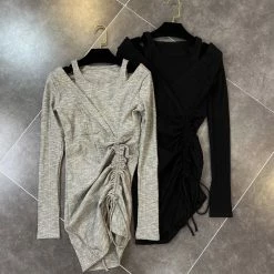 Reve Doll Essentials Jessica Bara Ramsey Long Sleeve Ruched Mini Dress