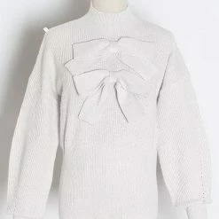 Jessica Bara Kennedy Bowknot Long Sleeve Sweater