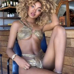 Jessica Bara Elisha Snakeskin Cut Out Bikini Set