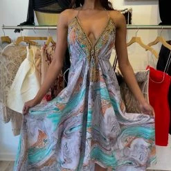 Kareena Maldives Halter Neck Embellished Maxi Dress