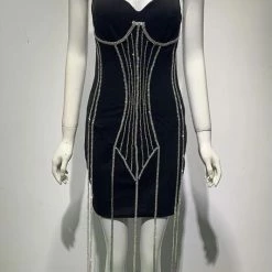 Jessica Bara Lera Crystal Fringe Mini Dress Influencer Style