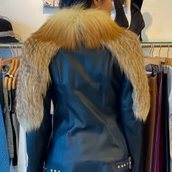 Reve Doll Essentials Luigi Long Sleeve Fur Studded Leather Jacket