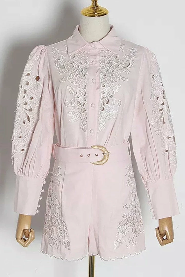 Jessica Bara Leia Embroidered Top And Short Two Piece Set Summer Lovin'