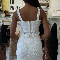 Jessica Bara Ashlynn Gold Button Fringe Crop Top Reve Doll Essentials