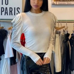 ReveBoutique Tops Jessica Bara Ashton Rhinestone Puff Long Sleeve Top