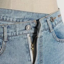 Summer Lovin' Jessica Bara Yanai High Waisted Asymmetrical Denim Skirt