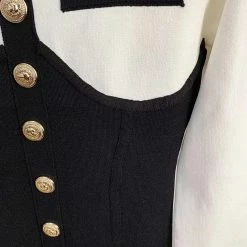 Jessica Bara Kalani Long Sleeve Gold Button Mini Dress The 9-5 Shop