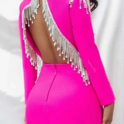 Birthday Suit Jessica Bara Talia Rhinestone Tassel Backless Mini Dress