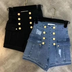 Jessica Bara Luann High Waisted Denim Shorts