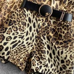 Jessica Bara Shannon Leopard Top And Shorts Two Piece Set Tops