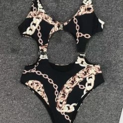 Poolside Essentials Jessica Bara Leshley Chain Print One Piece Swimsuit