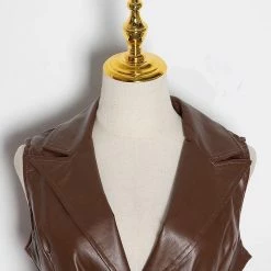 Jessica Bara Gael PU Belted Maxi Dress