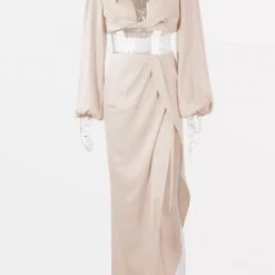 Jessica Bara Radika Long Sleeve Crop Top And Maxi Skirt Two Piece Set Summer Lovin'