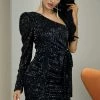 Birthday Suit Jessica Bara Lia One Puff Shoulder Sequin Belted Mini Dress