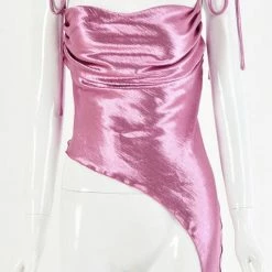 Jessica Bara Isaac Asymmetrical Satin Tank Top