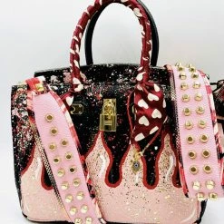 Anca Barbu Handpainted Flame Graffiti Handbag