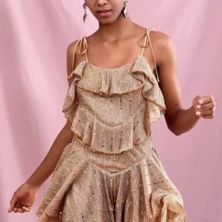 Jessica Bara Aralyn Sequin Ruffle Mini Dress