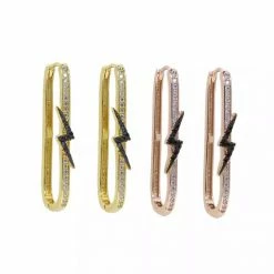 Jessica Bara Lillian Lightning Bolt Rectangle Hoop Earrings Accessories