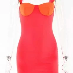 Jessica Bara Kornelia Bodycon Colorblock Gold Button Mini Dress