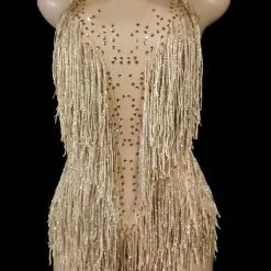 Jessica Bara Reverie Halter Fringe Mini Dress Birthday Suit