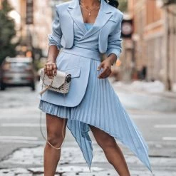 Jessica Bara Amanda Blazer And Irregular Skirt Two Piece Set Influencer Style