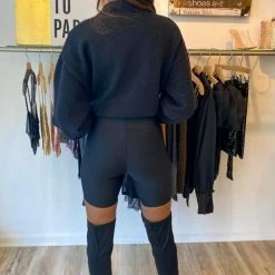 Jessica Bara Corey Chain Long Sleeve Cropped Sweater