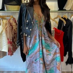 Kareena Maldives Halter Neck Embellished Maxi Dress