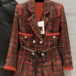 The 9-5 Shop Jessica Bara Nathaniel Long Sleeve Tweed Belted Romper