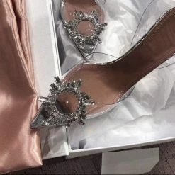 Jessica Bara Sandra Rhinestone Pointed Clear Heels