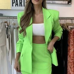 Kelsey Adams Jessica Bara Lana Oversized Fluorescent Blazer