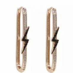 Jessica Bara Lillian Lightning Bolt Rectangle Hoop Earrings Accessories