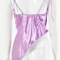 Jessica Bara Isaac Asymmetrical Satin Tank Top