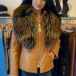 Outerwear Luigi Long Sleeve Fur Leather Jacket