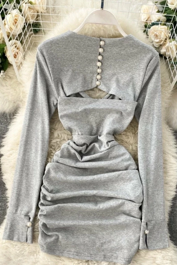 Summer Lovin' Jessica Bara Liam Long Sleeve Cut Out Mini Dress